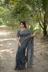 Premium Khadi Tussar Silk Kantha Border Saree